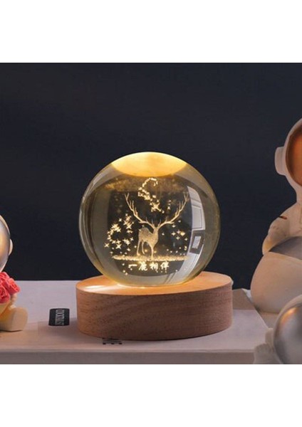 Işıklı Ahşap Geyik Temalı Cam Küre 6cm, şık ve doğal dekor seçeneği fiyatları