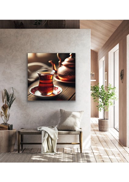 Çay Bardağı ve Demlik Kanvas Tablo 90 x 90 cm