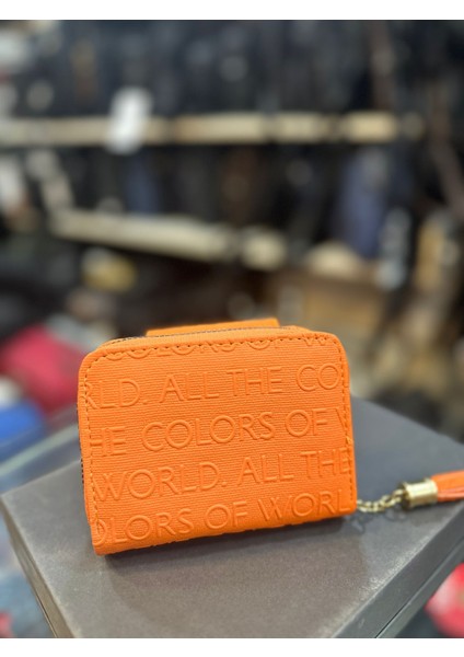 Polo Kadın Çift Kapaklı Desenli Mini Turuncu Cüzdan modelleri