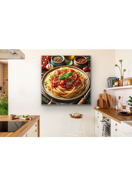 Spagetti Makarna Kanvas Tablo 90 x 90 cm fiyatları