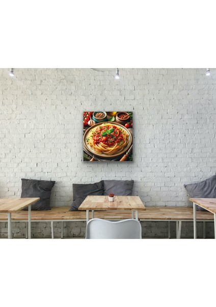 Spagetti Makarna Kanvas Tablo 90 x 90 cm fırsatları