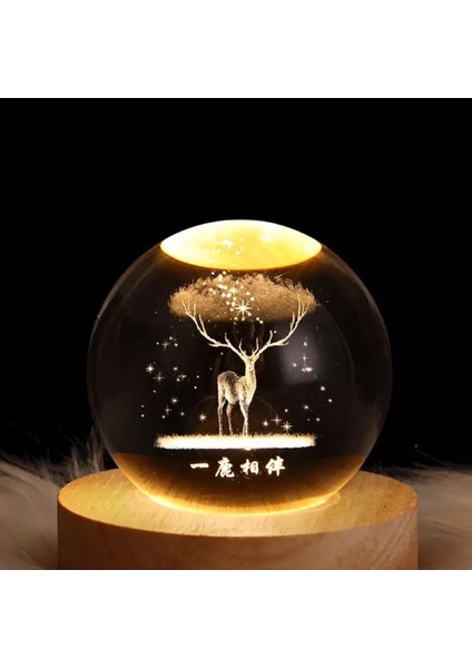 Işıklı Ahşap Geyik Temalı Cam Küre 6cm, şık ve doğal dekor seçeneği indirimleri