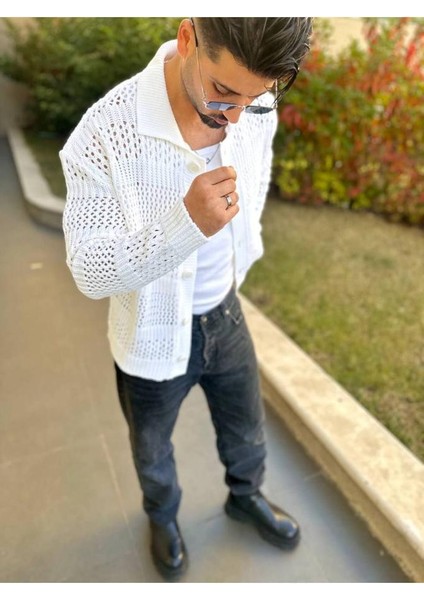 Hırka Oversize Özel Örgülü Triko Desenli Salaş Örgü Tasarım Delikli Hırka fiyatları