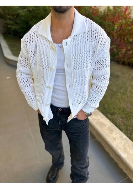 Hırka Oversize Özel Örgülü Triko Desenli Salaş Örgü Tasarım Delikli Hırka fırsatları