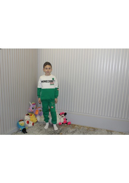 Erkek Çocuk Alt Üst3 Iplik Şardonlu Minecraft Desenli