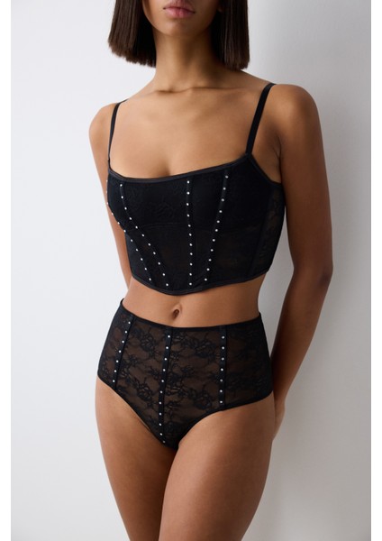 Siyah Corset Croplet