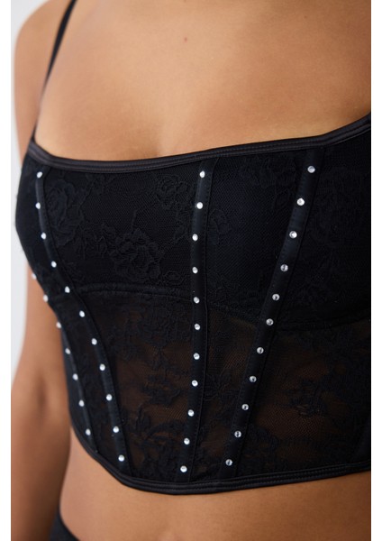 Siyah Corset Croplet