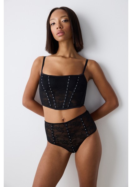 Siyah Corset Croplet