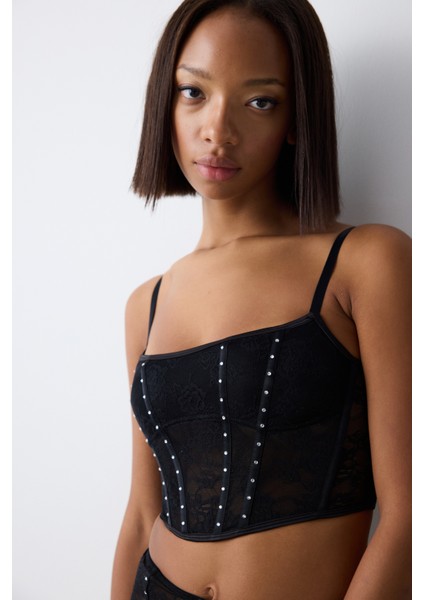 Siyah Corset Croplet