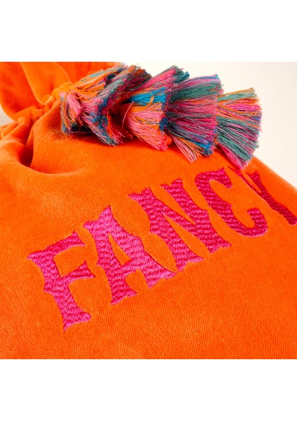 Delhı Püsküllü Nakışlı Orta Boy Pamuk Pamuk Dekoratif Kese 40x25 Cm Turuncu fırsatları