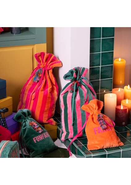 Delhı Püsküllü Nakışlı Orta Boy Pamuk Pamuk Dekoratif Kese 40x25 Cm Turuncu indirimleri