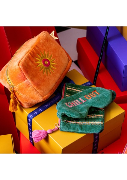 Delhı Nakışlı Küçük Boy Pamuk Makyaj Çantası 12X18 cm Turuncu fiyatları