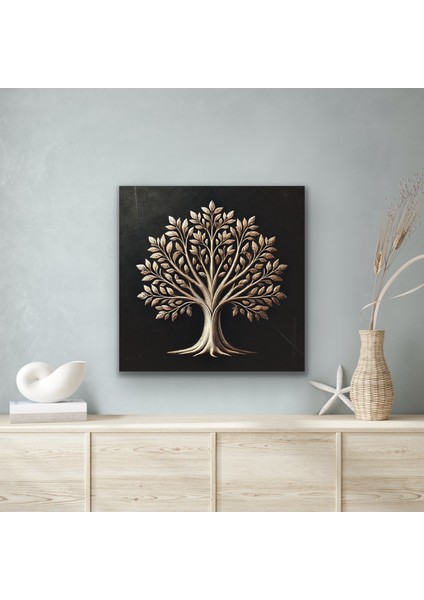 Bronz Ağaç Kanvas Tablo 60 x 60 cm