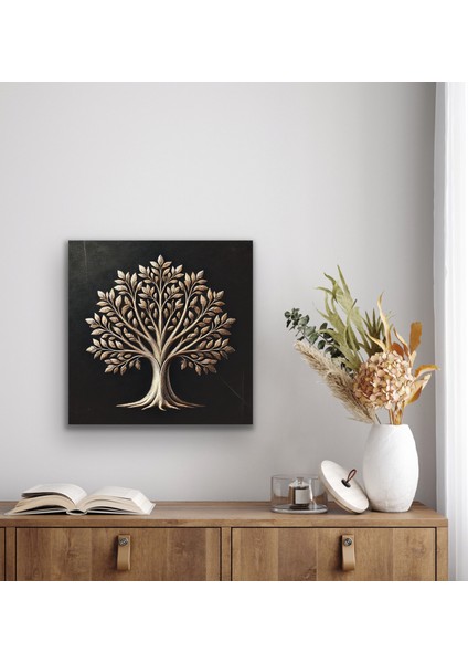 Bronz Ağaç Kanvas Tablo 60 x 60 cm