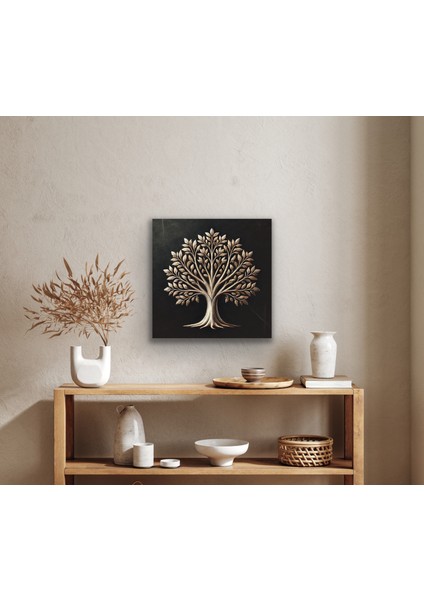 Bronz Ağaç Kanvas Tablo 60 x 60 cm