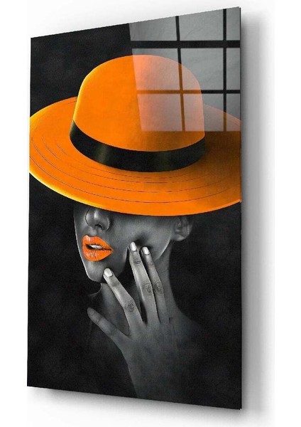 Turuncu Şapka Cam Tablo