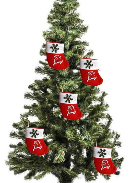 Renkli keçe yılbaşı süsleri, Noel Baba, geyik ve çam ağacı dekorları