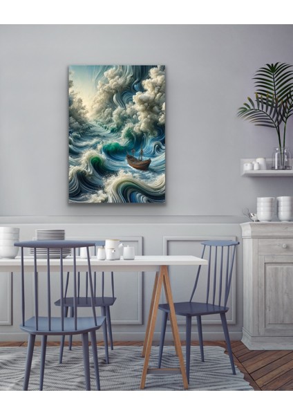 Okyanustaki Yalnız Gemi Kanvas Tablo 70 x 100 cm
