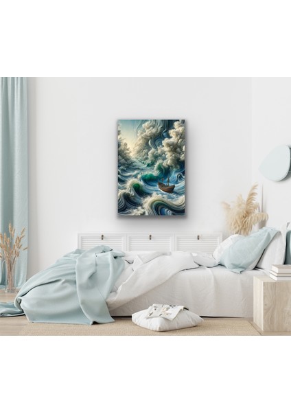 Okyanustaki Yalnız Gemi Kanvas Tablo 70 x 100 cm