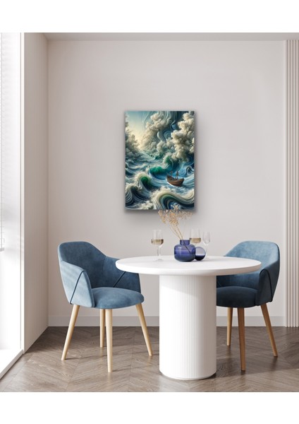 Okyanustaki Yalnız Gemi Kanvas Tablo 70 x 100 cm