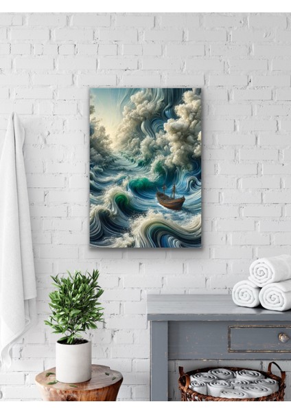 Okyanustaki Yalnız Gemi Kanvas Tablo 70 x 100 cm