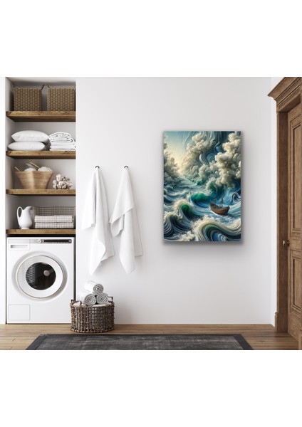 Okyanustaki Yalnız Gemi Kanvas Tablo 70 x 100 cm