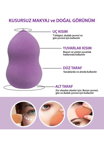 Make Up Blender Makyaj Süngeri Seti 3'lü - Mor