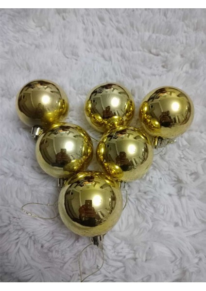 Parlak 6cm altın renkli küre top süsleri, 6'lı set, yılbaşı dekorasyonu için mükemmel modelleri