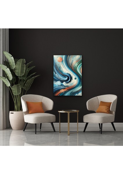 Turuncu Yeşil Mavi Soyut Kanvas Tablo 70 x 100 cm