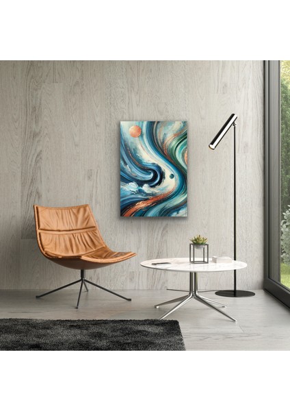 Turuncu Yeşil Mavi Soyut Kanvas Tablo 70 x 100 cm