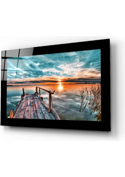 Rıhtımda Gün Batımı Cam Tablo