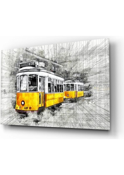 Sarı Tramvay Basel Cam Tablo