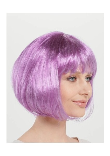 Düz Kesim Küt Parti Peruğu Rose Pembe modelleri