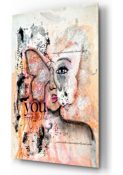 Soyut Kadın Cam Tablo