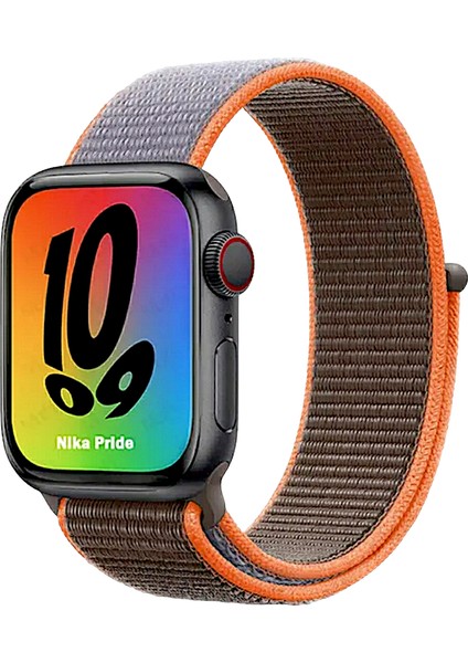 Apple Watch Cırtlı Bant Kordon ( Seri 10 - 46 mm Uyumlu) Kahverengi Turuncu