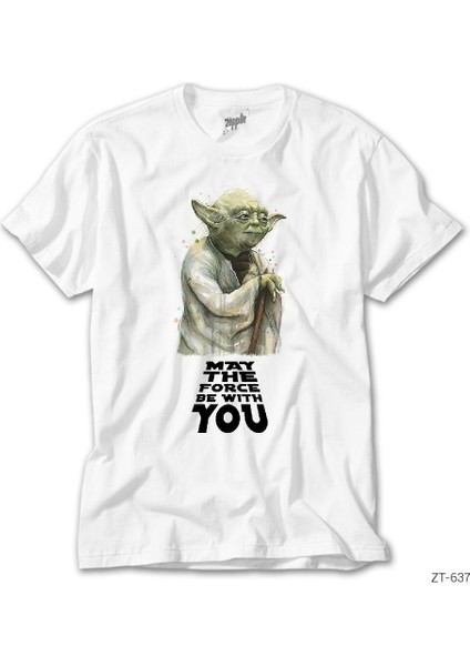 Star Wars Yoda May The Force Be With You Beyaz Tişört
