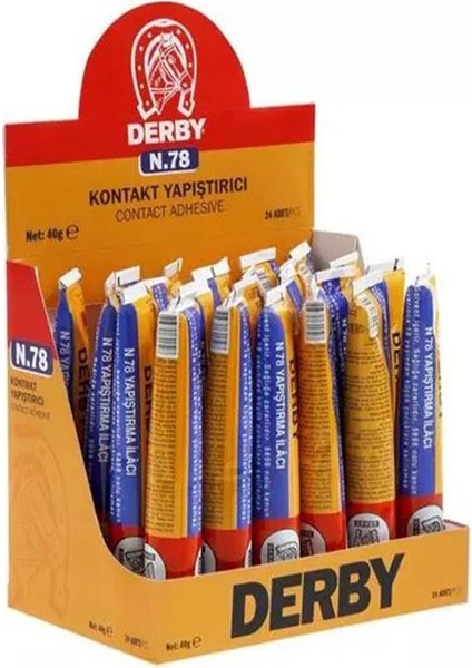 Derby Yapıştırıcı 40 gr Tüp 2 Adet Kontakt Sıvı Yapıştırıcı Deri Kösele Lastik Kumaş Porselen Mobilya Yapıştırıcı