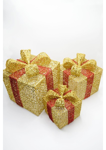 Yılbaşı Çam Ağacı Hediye Paketi Orta Boy Gold 22*22*22 cm