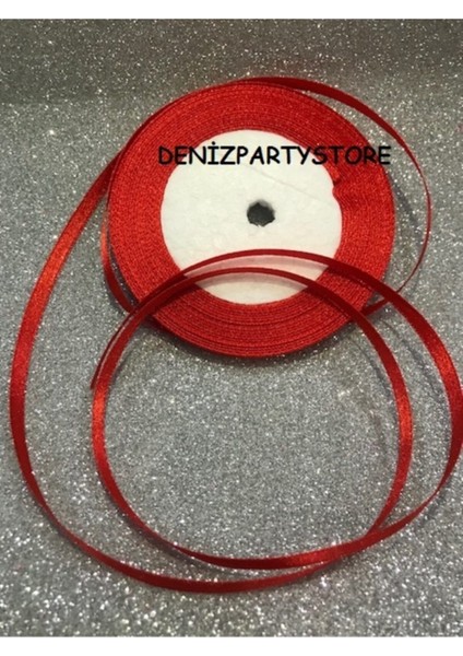 Yılbaşı 6 mm Saten Kurdele 23 Metre (25 Yarda) 1 Adet Kırmızı