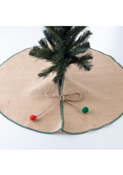 Yılbaşı Çam Ağacı Örtüsü, Overlok Kenarlı Jüt, Yeşil 90 cm