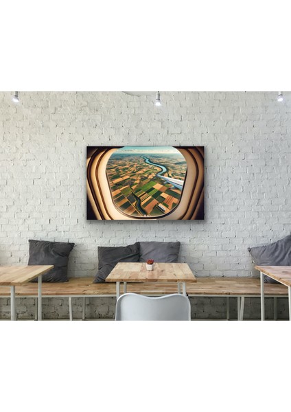 Uçak Penceresi Manzara Kanvas Tablo 100 x 160 cm modelleri