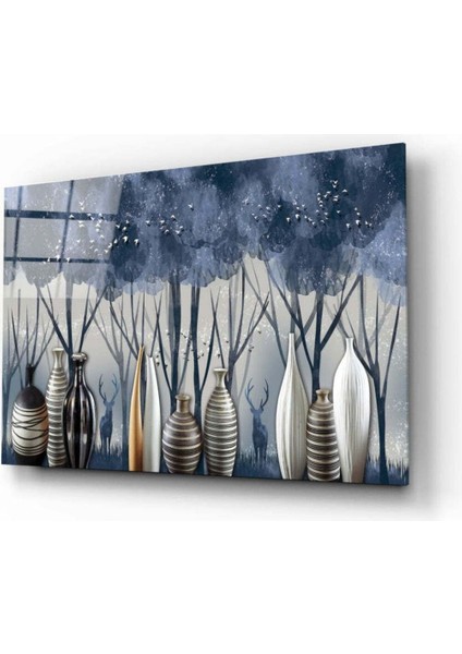 Vazolar ve Ağaçlar Cam Tablo
