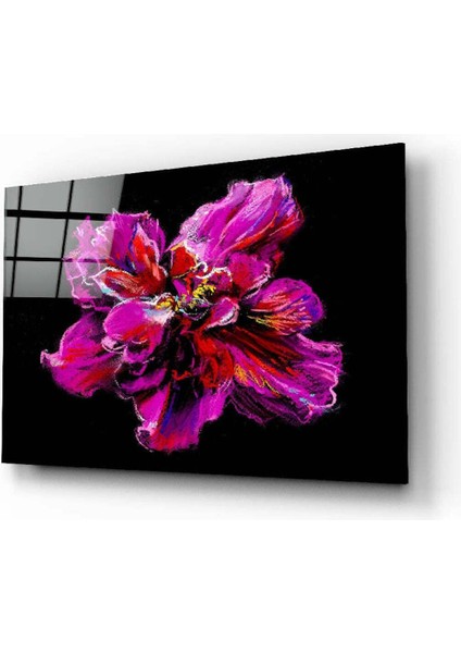 Mor Çiçek Cam Tablo