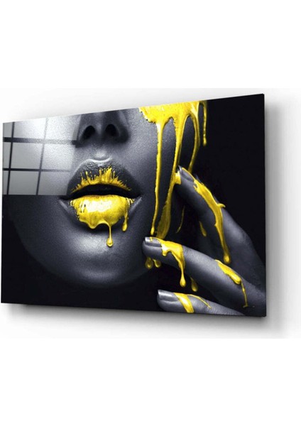 Sarı ve Kadın Cam Tablo