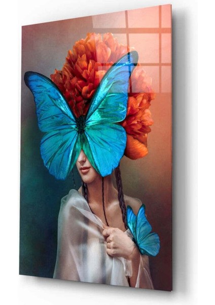 Kelebek Kadın Cam Tablo