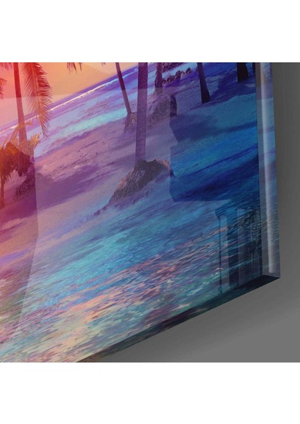 Günbatımı ve Palmiyeler Cam Tablo modelleri