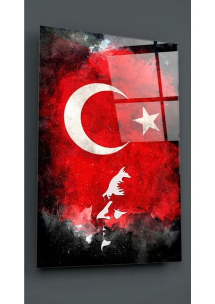 Atatürk Silüeti ve Türk Bayrağı Cam Tablo fiyatları
