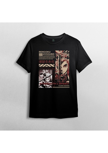 Demon Slayer Rengoku %100 Pamuklu Bisiklet Yaka T-Shirt Model 1 fiyatları