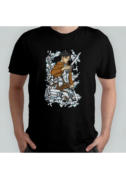 Attack On Titan Captain Levi Ackerman %100 Pamuklu Bisiklet Yaka T-Shirt Model 2