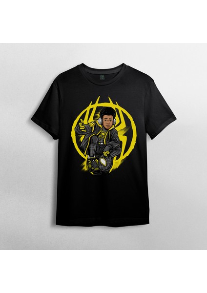 Spider Man Miles Morales %100 Pamuklu Bisiklet Yaka T-Shirt Model 1